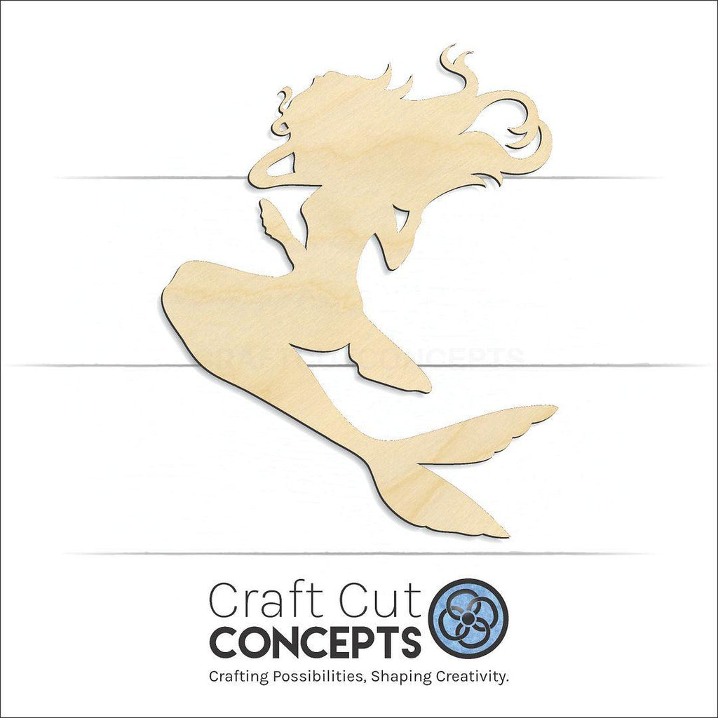 Craft Cut Concepts Logo under a wood Mermaid craft shape and blank