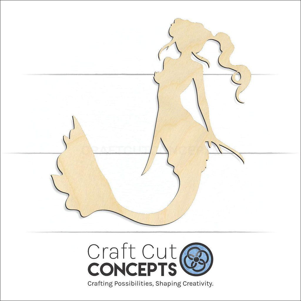 Craft Cut Concepts Logo under a wood Mermaid craft shape and blank