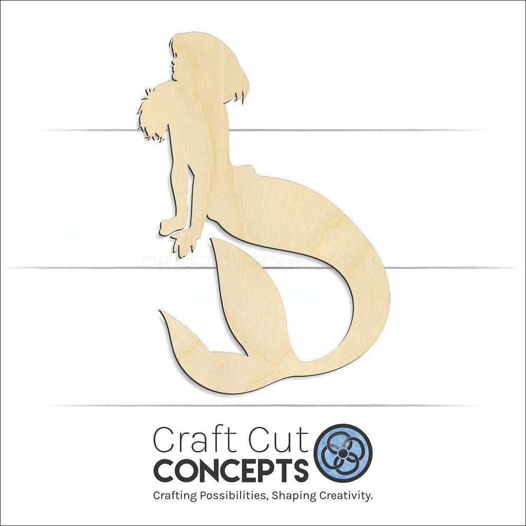 Craft Cut Concepts Logo under a wood Mermaid craft shape and blank