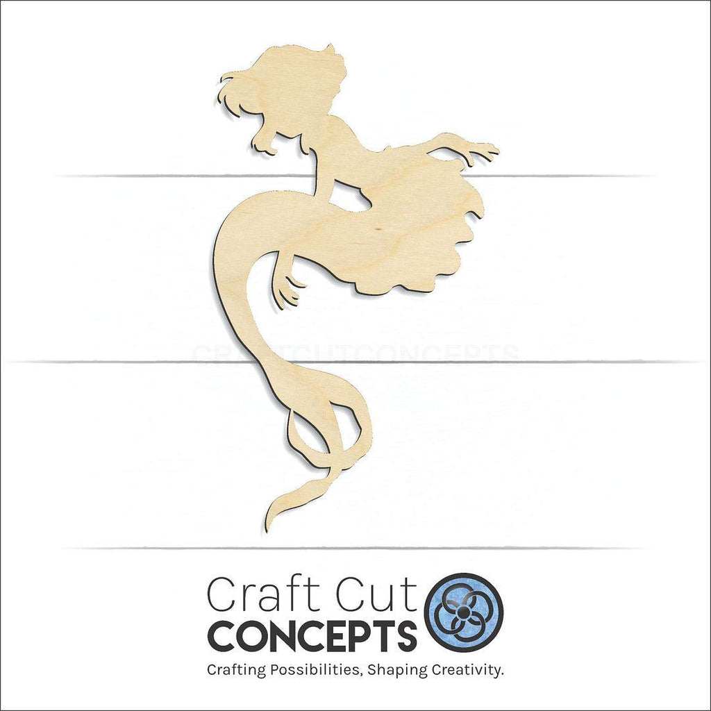 Craft Cut Concepts Logo under a wood Mermaid craft shape and blank