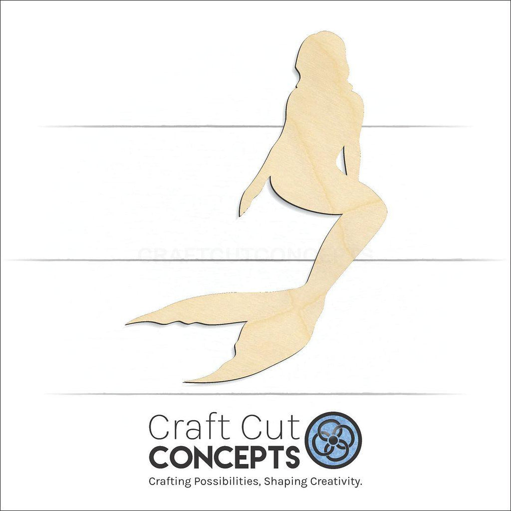 Craft Cut Concepts Logo under a wood Mermaid craft shape and blank