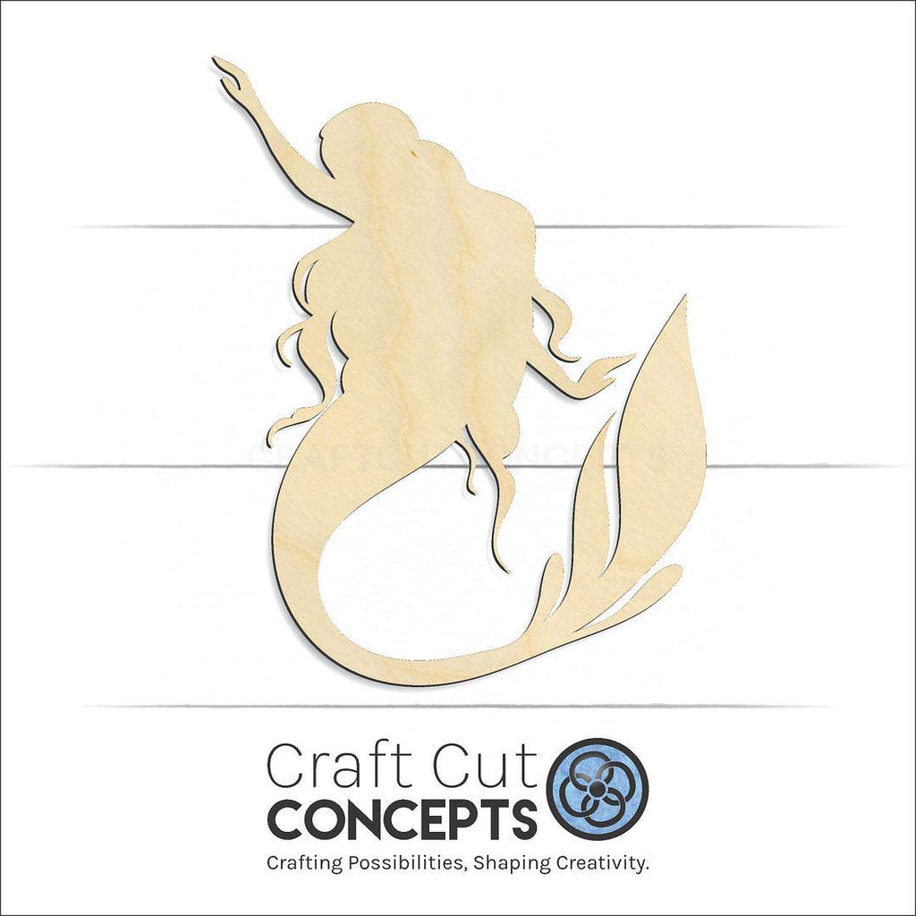 Craft Cut Concepts Logo under a wood Mermaid craft shape and blank