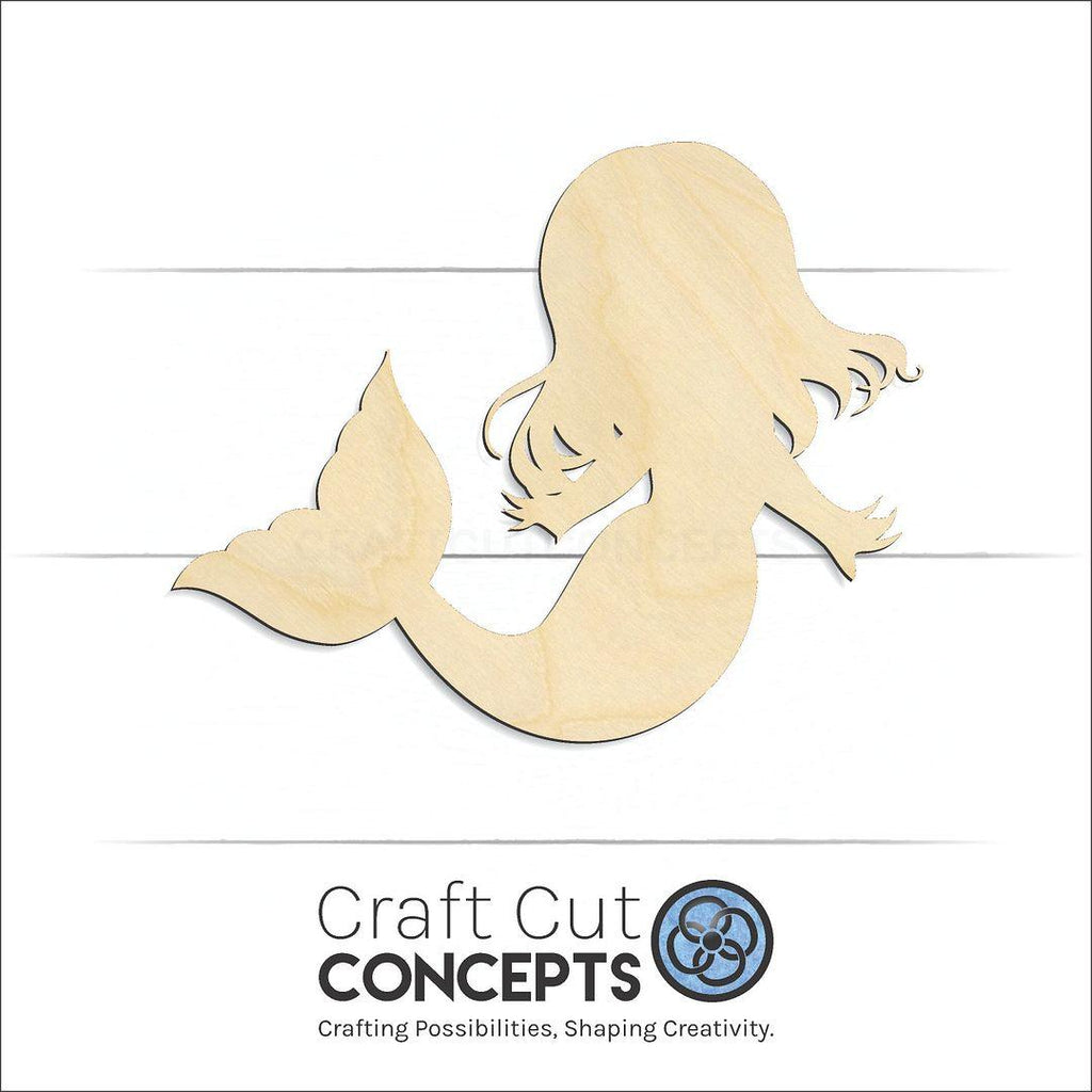 Craft Cut Concepts Logo under a wood Mermaid Kid craft shape and blank