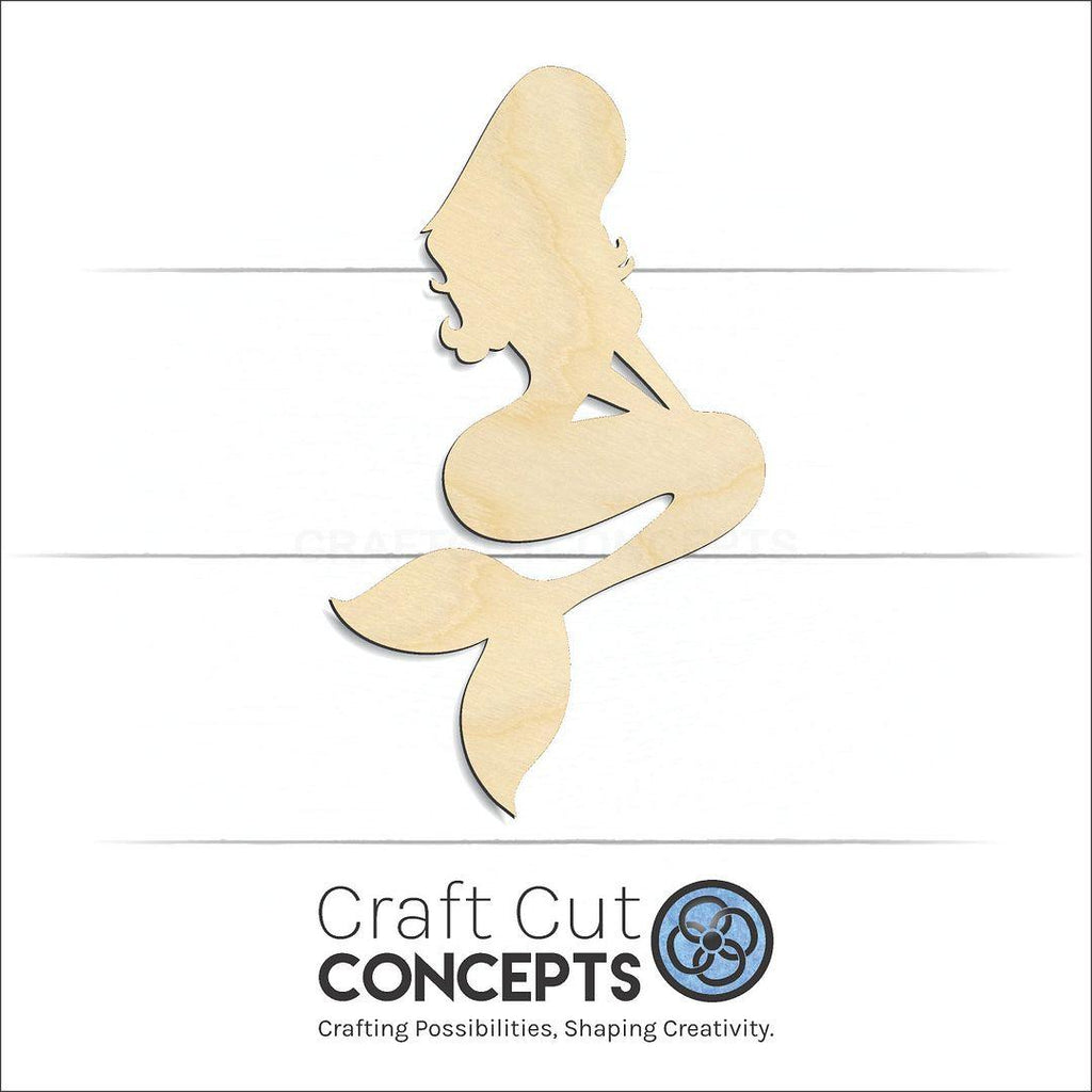 Craft Cut Concepts Logo under a wood Mermaid Kid craft shape and blank