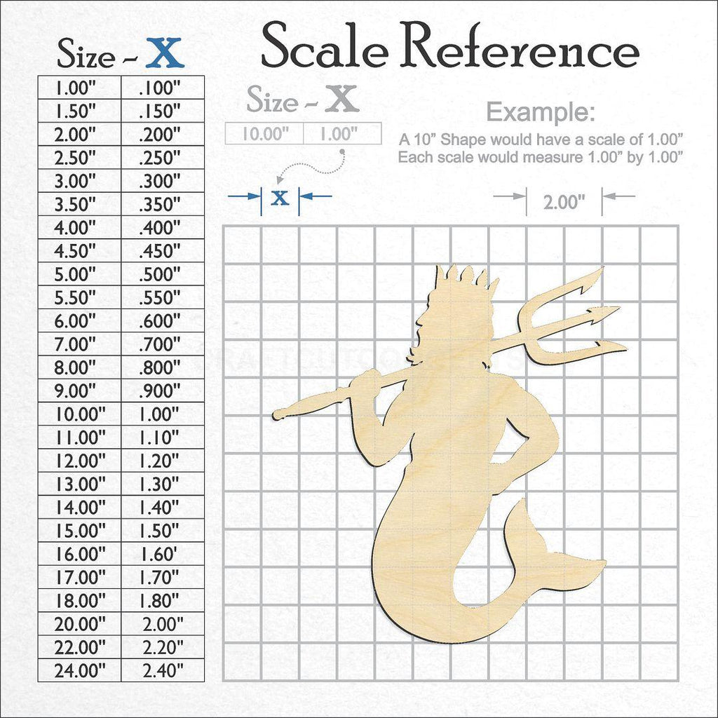 A scale and graph image showing a wood Poseidon craft blank