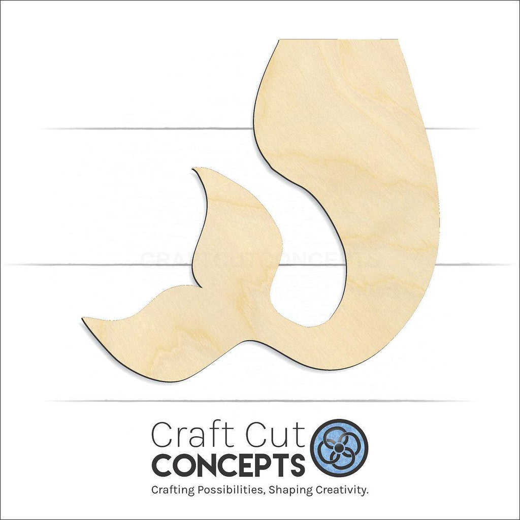 Craft Cut Concepts Logo under a wood Mermaid Tail craft shape and blank