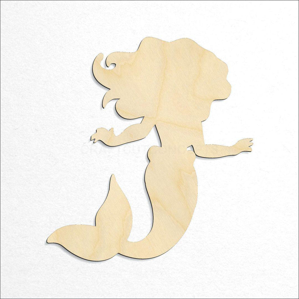 Wooden Mermaid Cute craft shape available in sizes of 2 inch and up