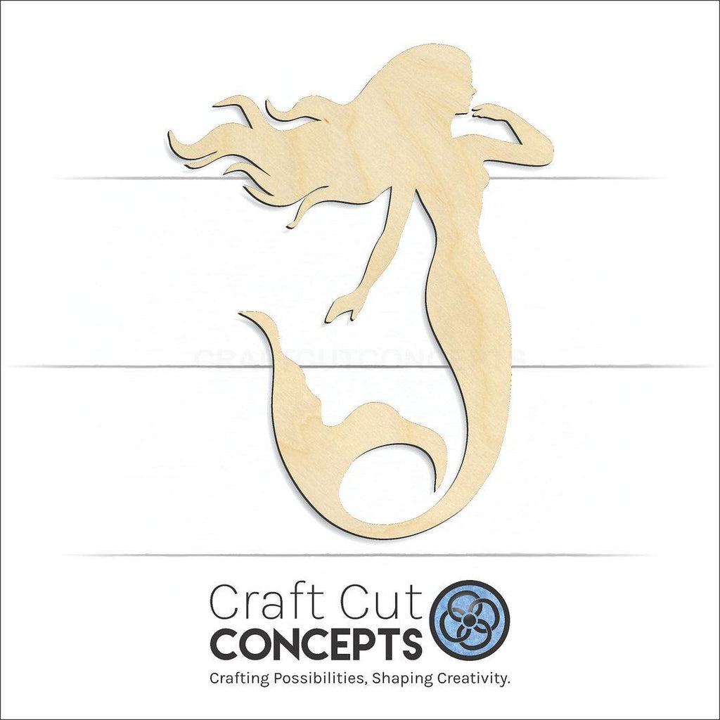 Craft Cut Concepts Logo under a wood Mermaid craft shape and blank