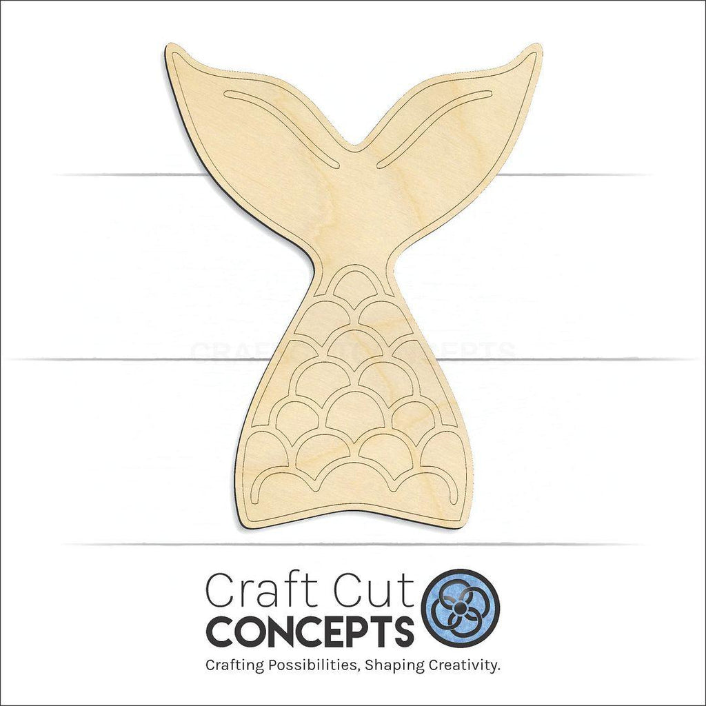 Craft Cut Concepts Logo under a wood Mermaid Tail Engraved craft shape and blank