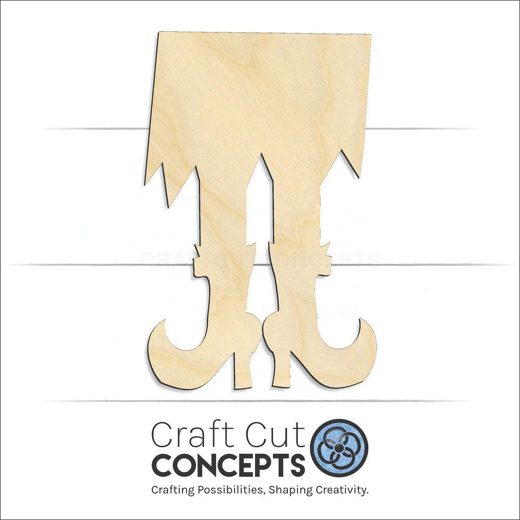 Craft Cut Concepts Logo under a wood Witch Legs craft shape and blank