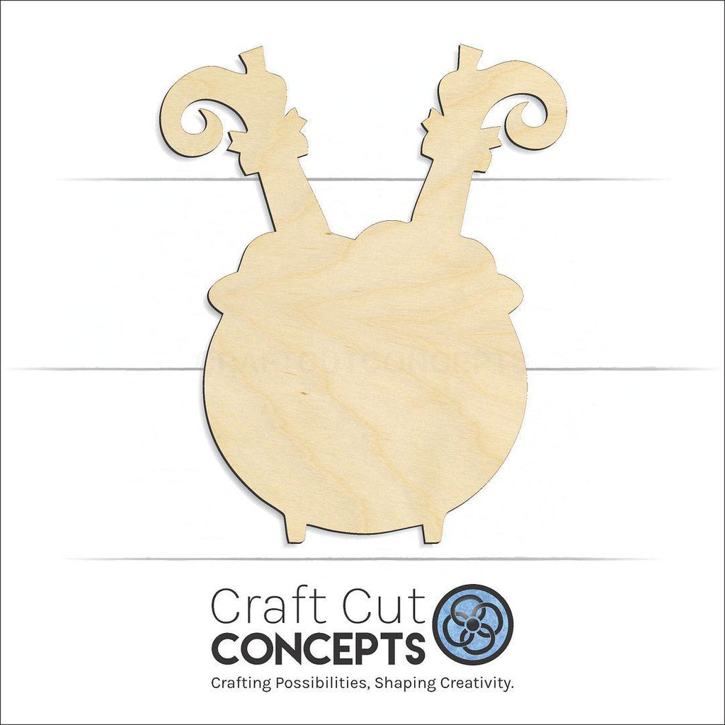 Craft Cut Concepts Logo under a wood Witch Legs out of Cauldron craft shape and blank