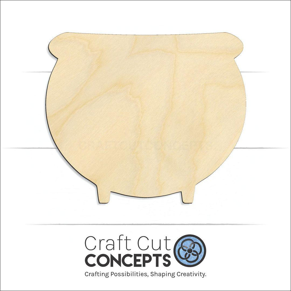 Craft Cut Concepts Logo under a wood Witch Cauldron craft shape and blank