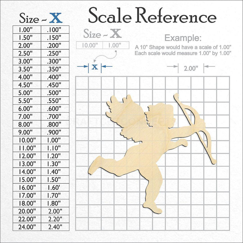 A scale and graph image showing a wood Cupid craft blank