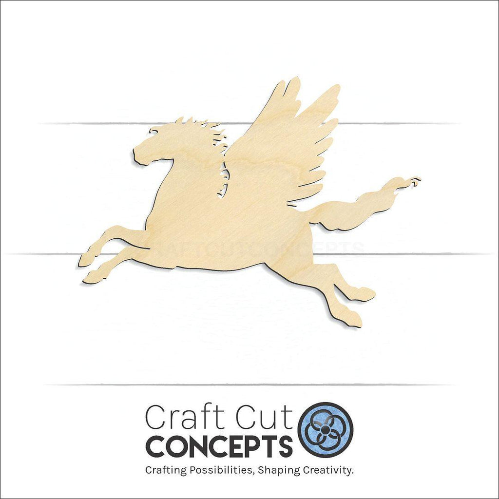 Craft Cut Concepts Logo under a wood Pegasus craft shape and blank