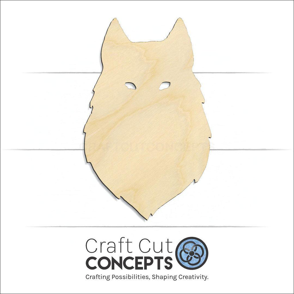 Craft Cut Concepts Logo under a wood Wolf face silhouette craft shape and blank