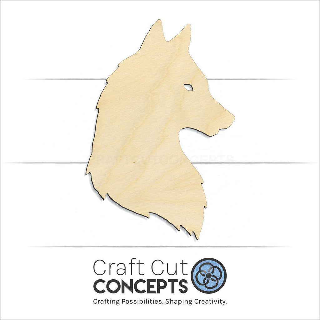 Craft Cut Concepts Logo under a wood Side view of wolf head craft shape and blank