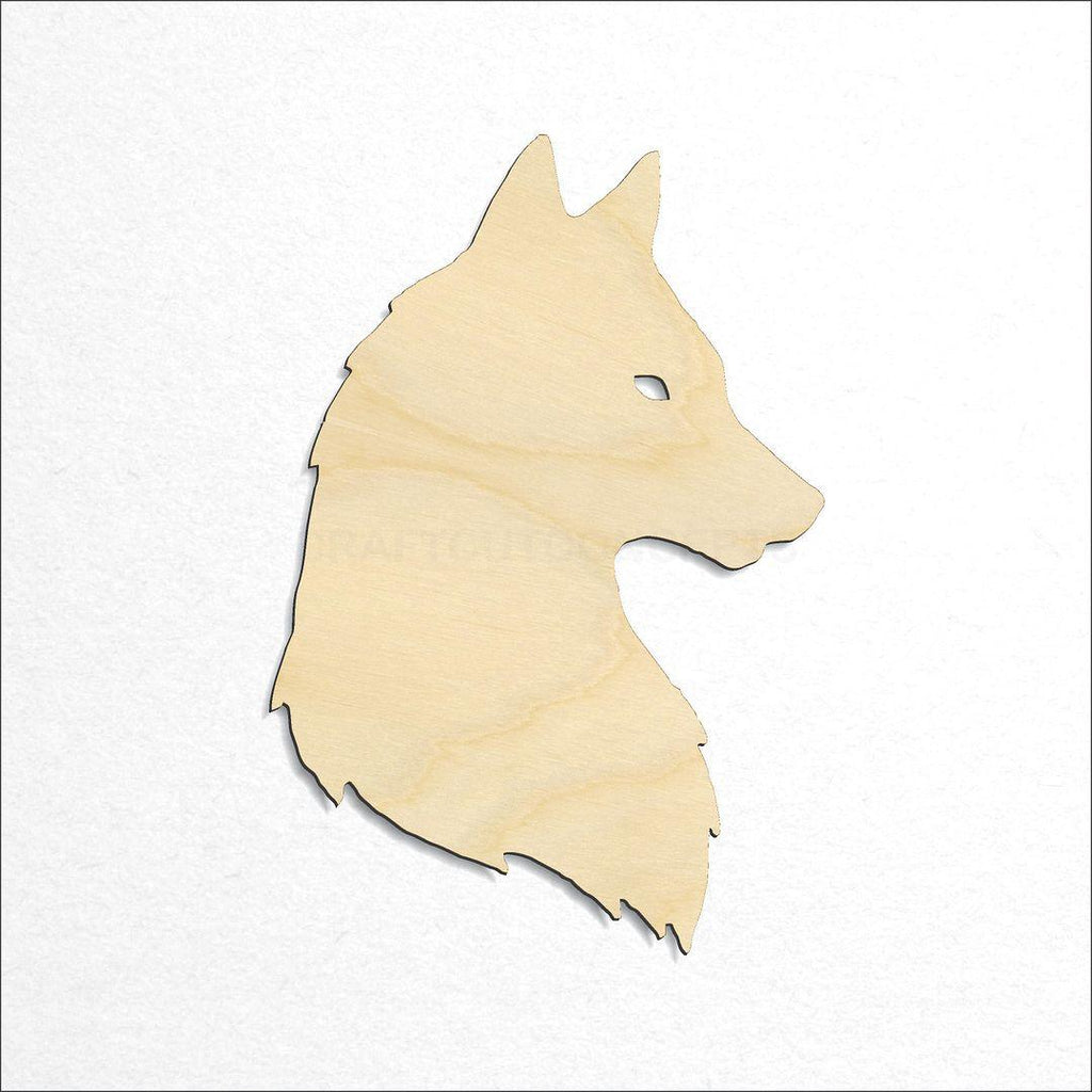 Wooden Side view of wolf head craft shape available in sizes of 1 inch and up