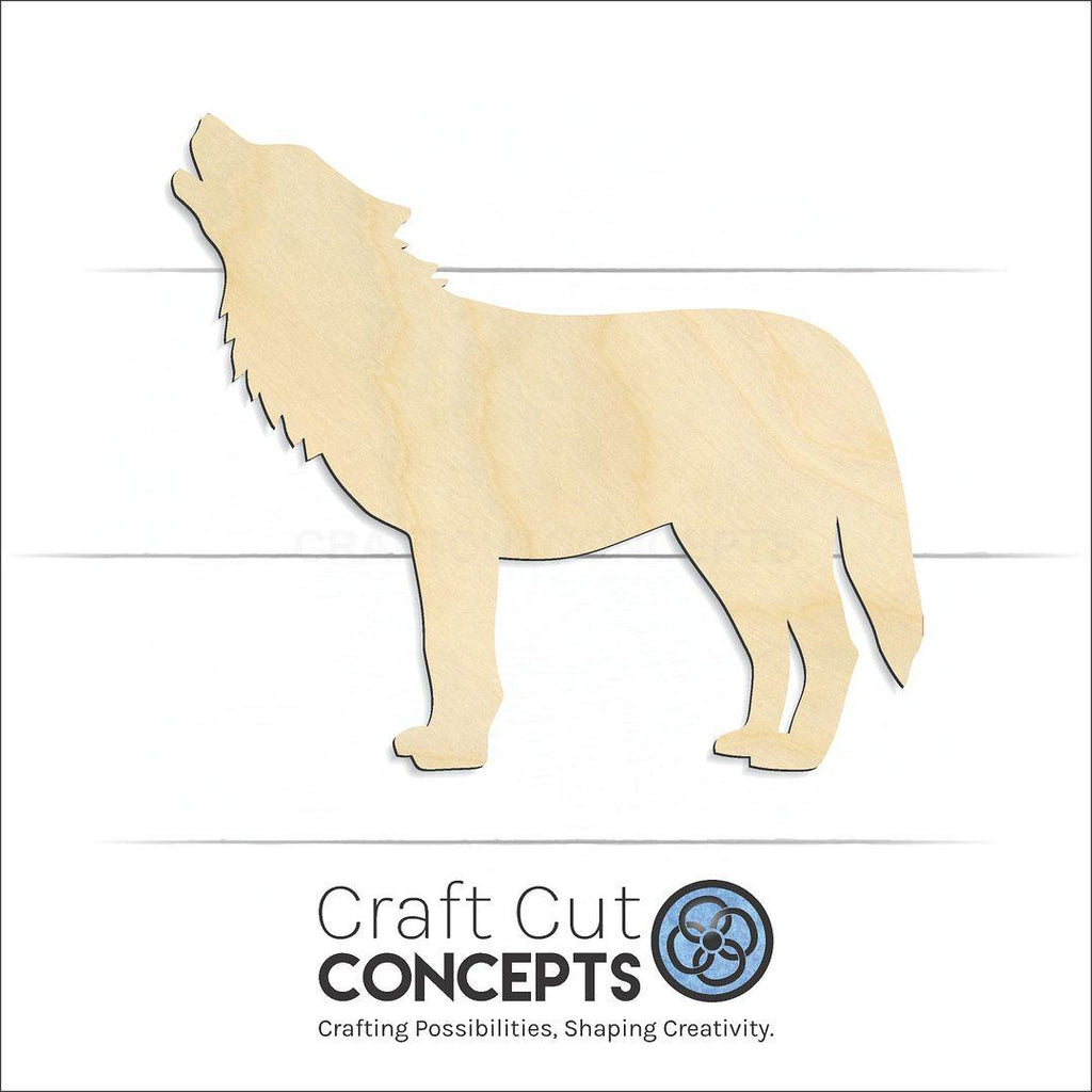 Craft Cut Concepts Logo under a wood Wolf Howl craft shape and blank