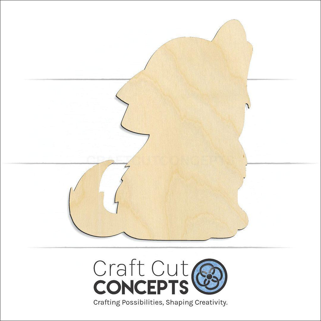 Craft Cut Concepts Logo under a wood Cute Baby Wolf craft shape and blank