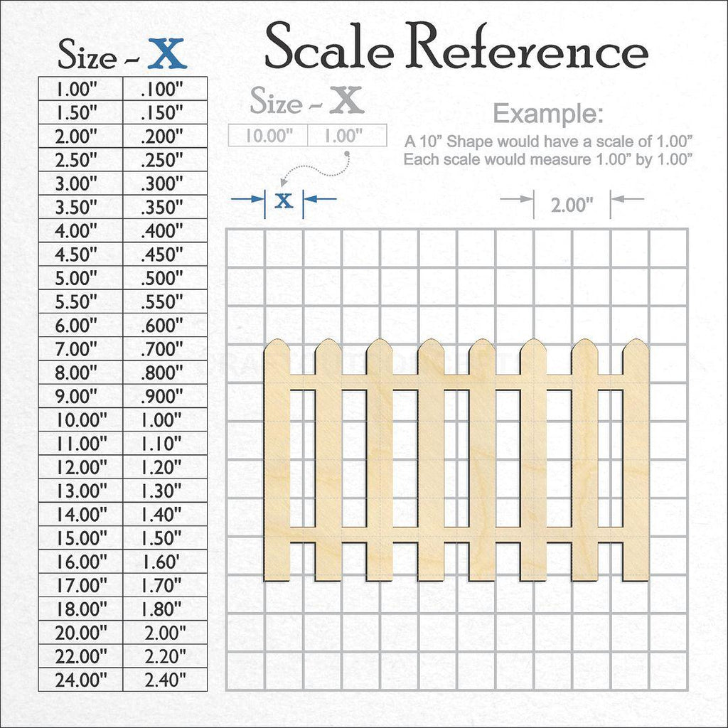 A scale and graph image showing a wood Picket Fence craft blank