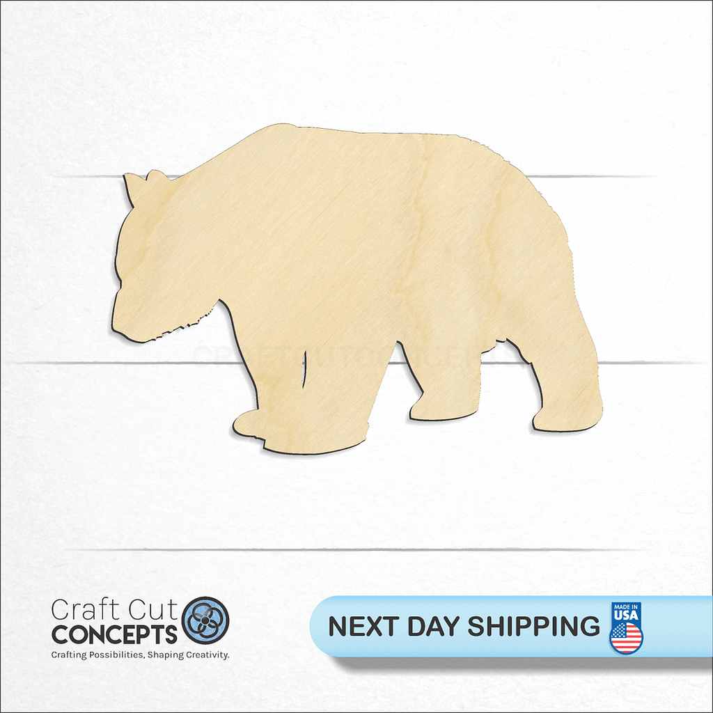 Craft Cut Concepts logo and next day shipping banner with an unfinished wood Panda Bear craft shape and blank