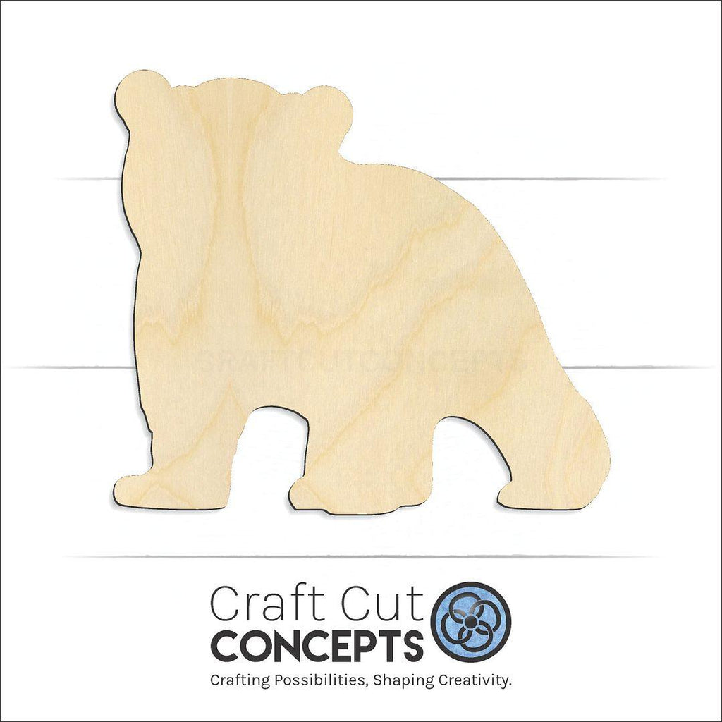 Craft Cut Concepts Logo under a wood Baby Cub bear craft shape and blank