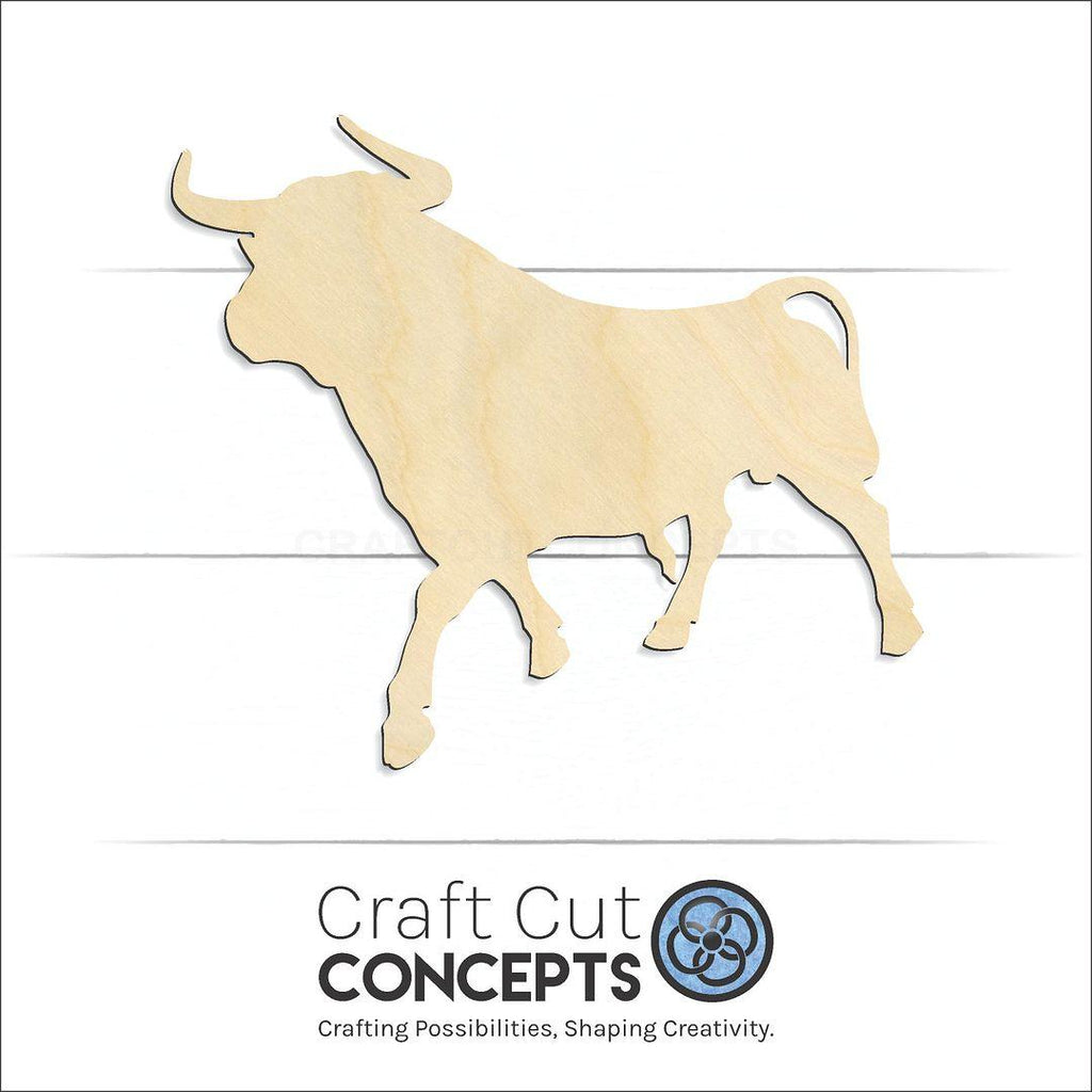 Craft Cut Concepts Logo under a wood Bull craft shape and blank