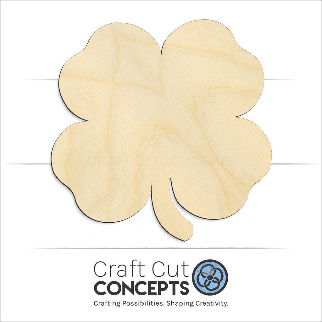 Craft Cut Concepts Logo under a wood Clover craft shape and blank