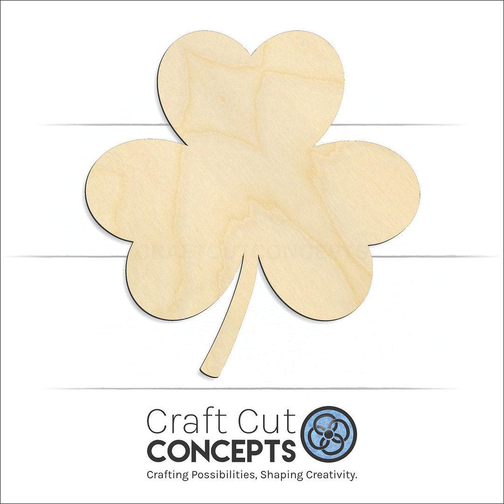 Craft Cut Concepts Logo under a wood Clover craft shape and blank