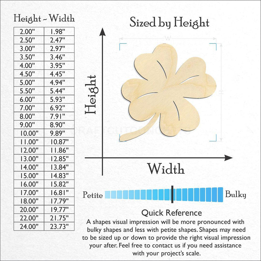 Sizes available for a laser cut Clover craft blank