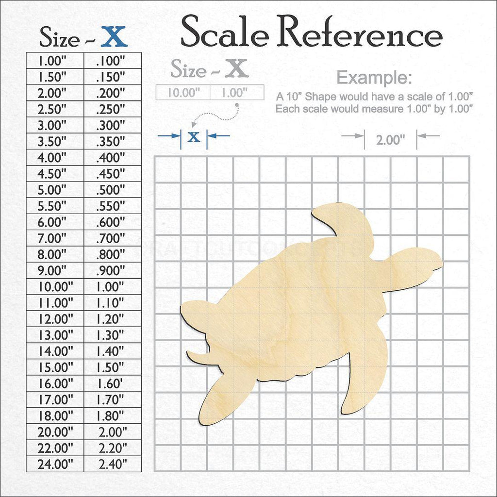 A scale and graph image showing a wood Turtle -3 craft blank