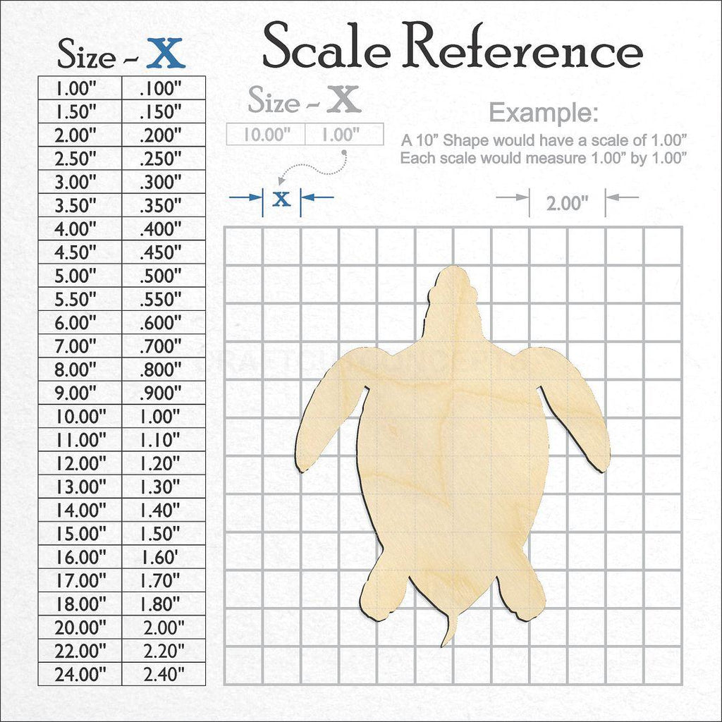 A scale and graph image showing a wood Turtle -8 craft blank