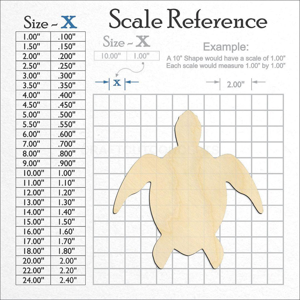 A scale and graph image showing a wood Turtle -9 craft blank