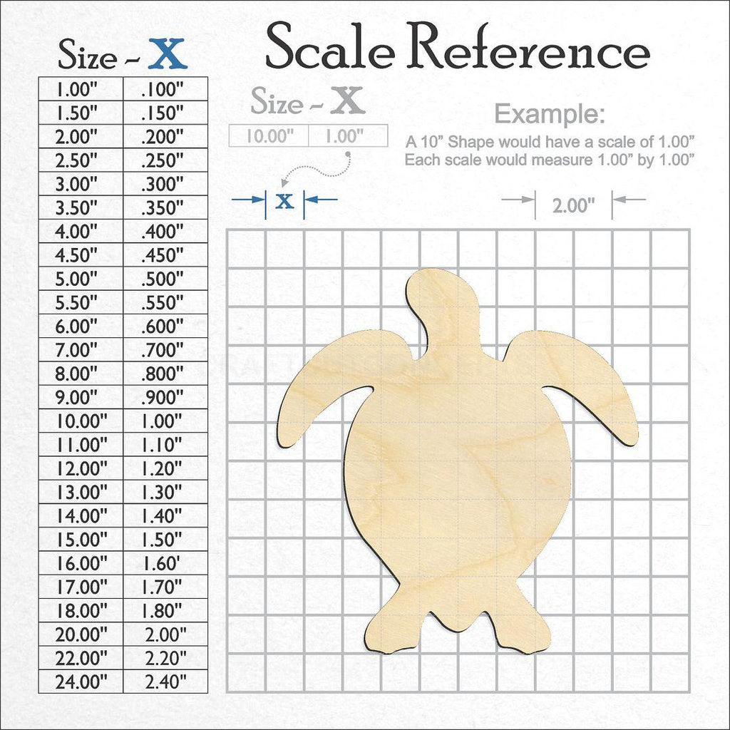 A scale and graph image showing a wood Turtle -9 craft blank