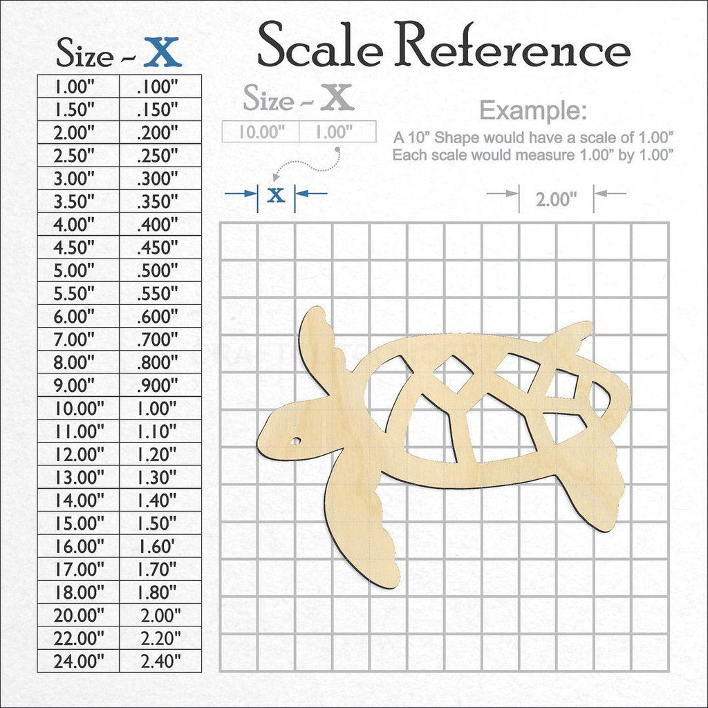 A scale and graph image showing a wood Turtle -9 craft blank