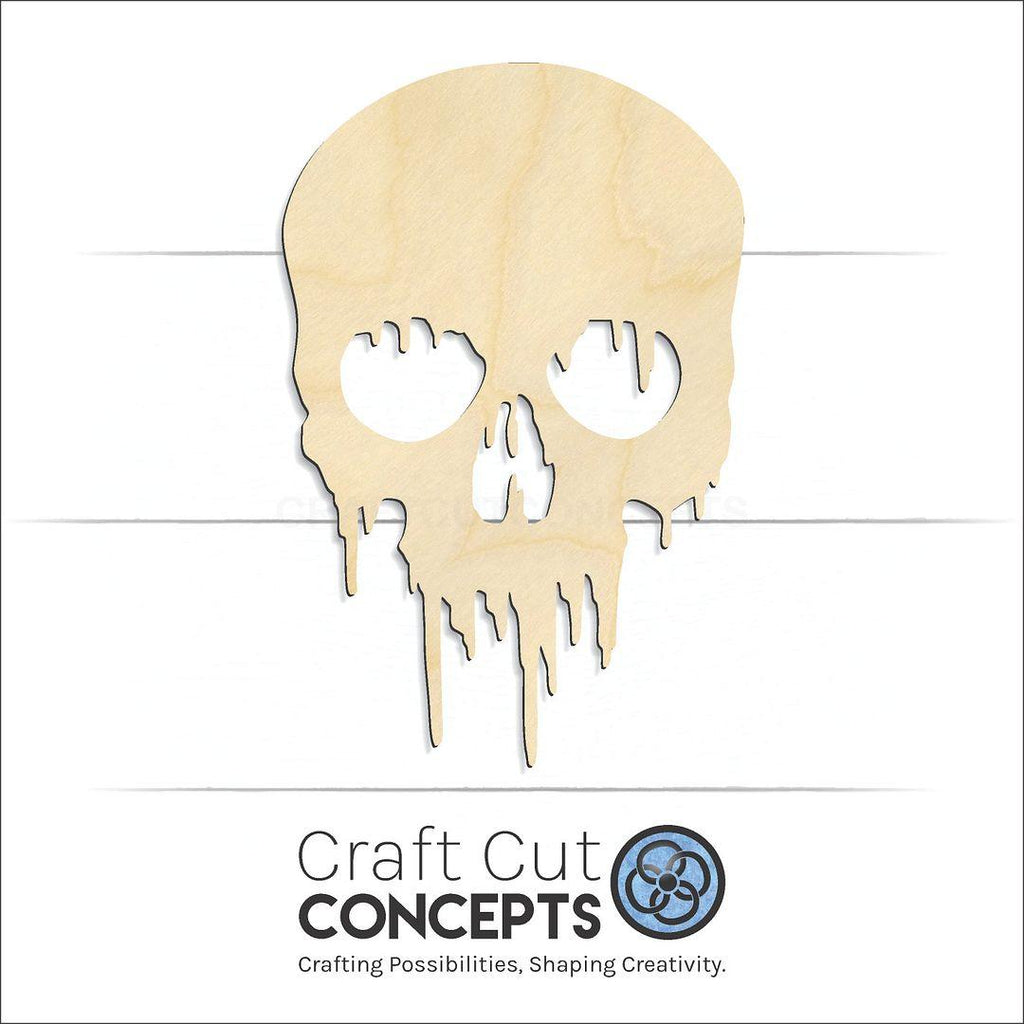 Craft Cut Concepts Logo under a wood Dripping Skull craft shape and blank