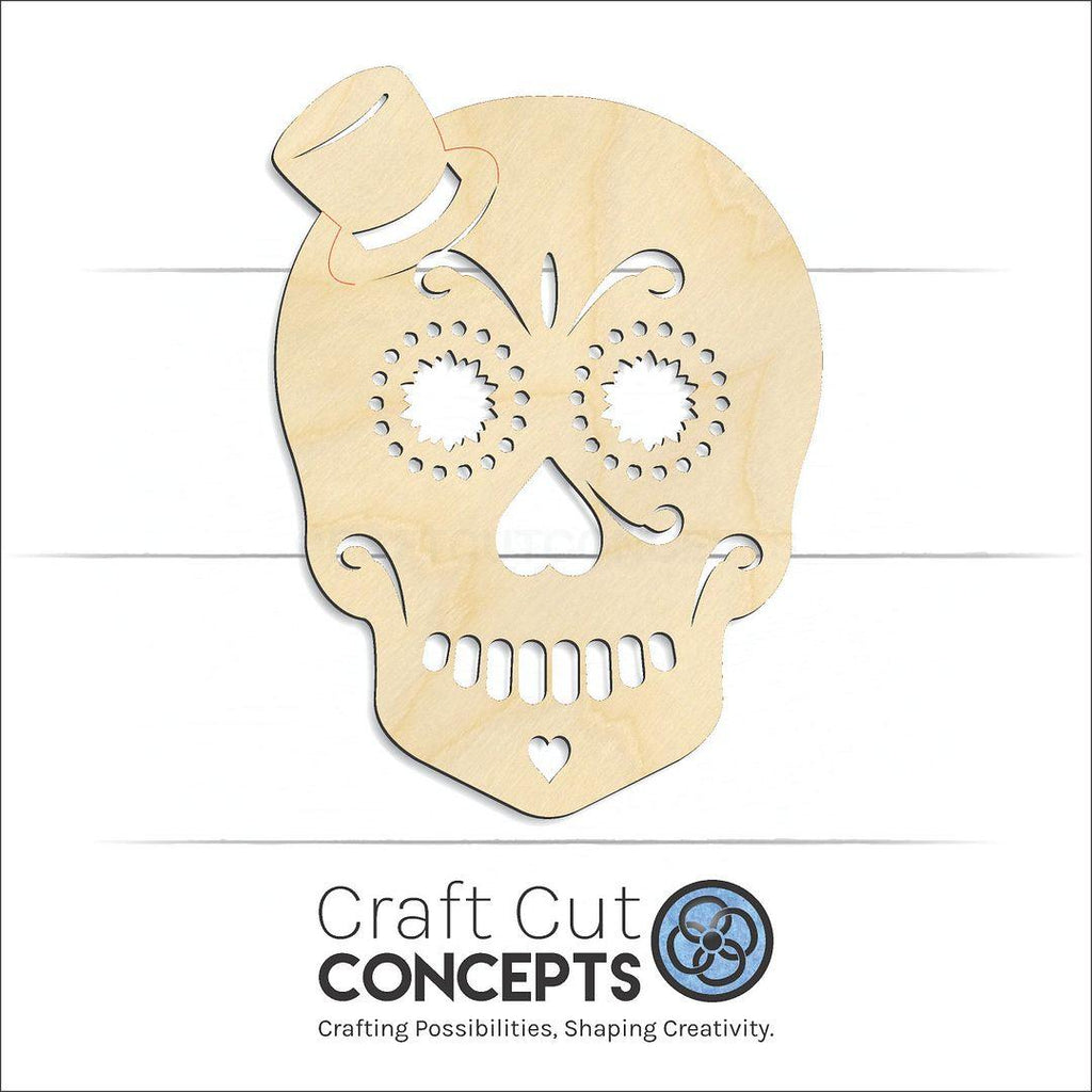 Craft Cut Concepts Logo under a wood Male Sugar Skull craft shape and blank