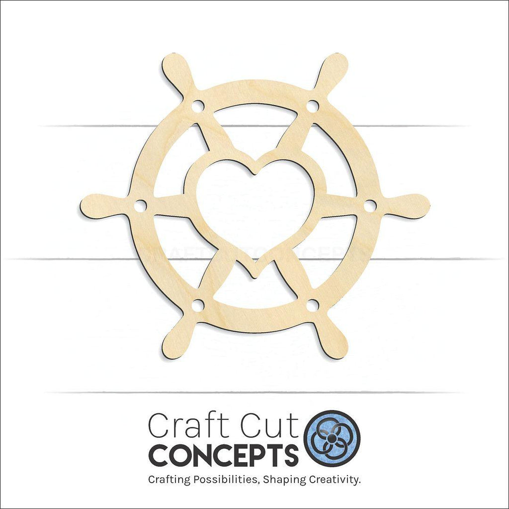 Craft Cut Concepts Logo under a wood Heart Ship Wheel craft shape and blank