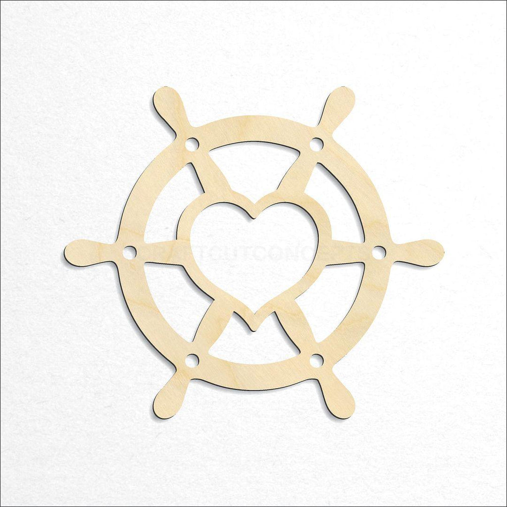 Wooden Heart Ship Wheel craft shape available in sizes of 3 inch and up