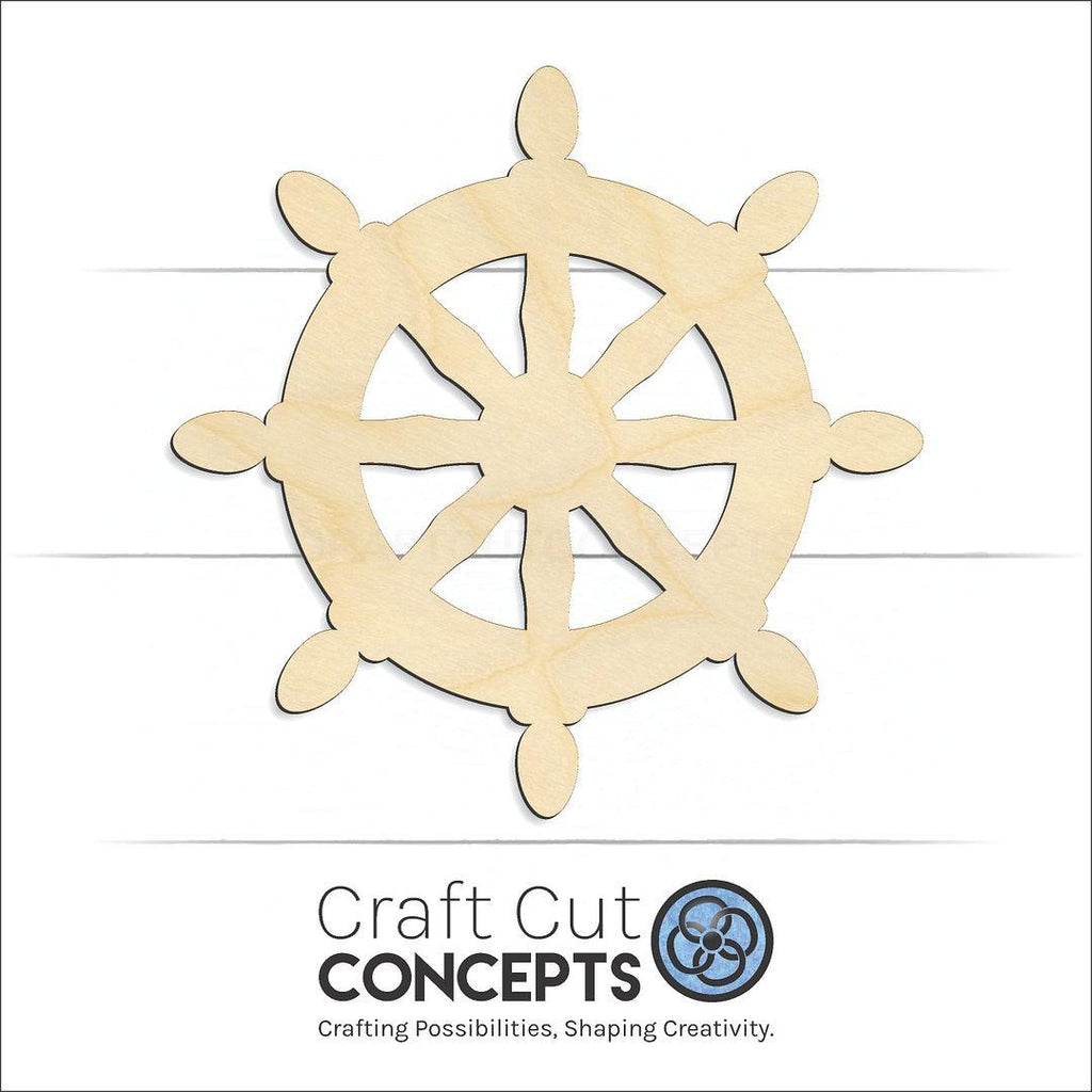 Craft Cut Concepts Logo under a wood Ship Wheel craft shape and blank