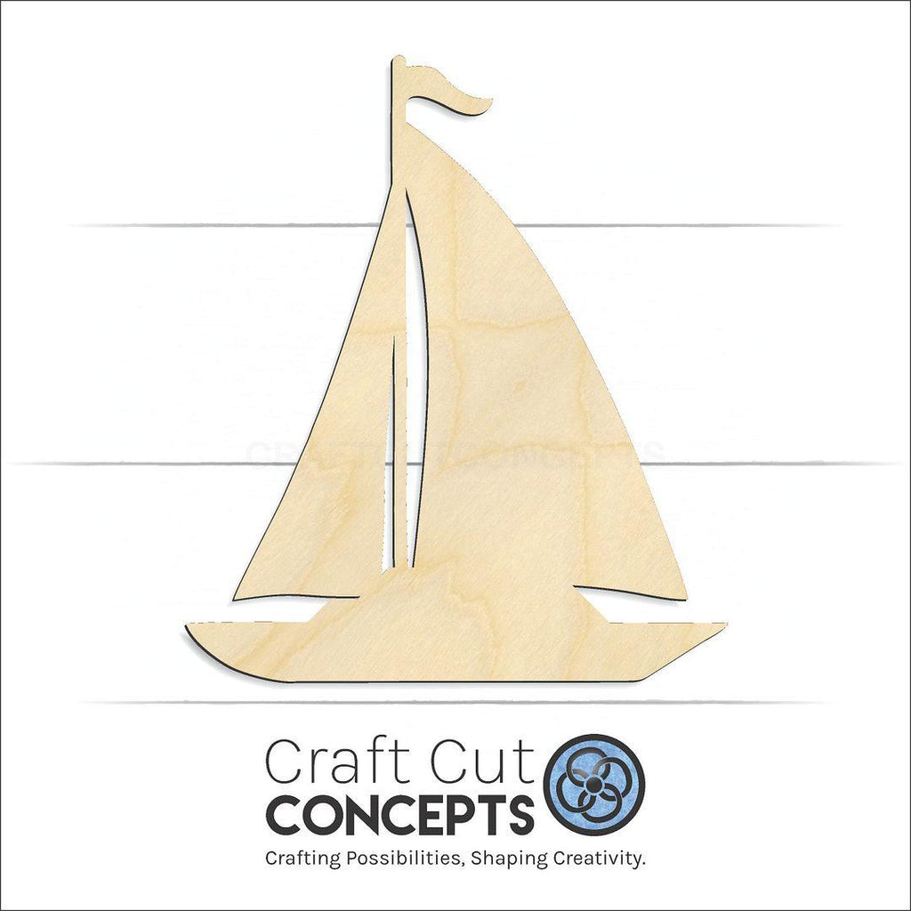 Craft Cut Concepts Logo under a wood Sail Boat Ship craft shape and blank