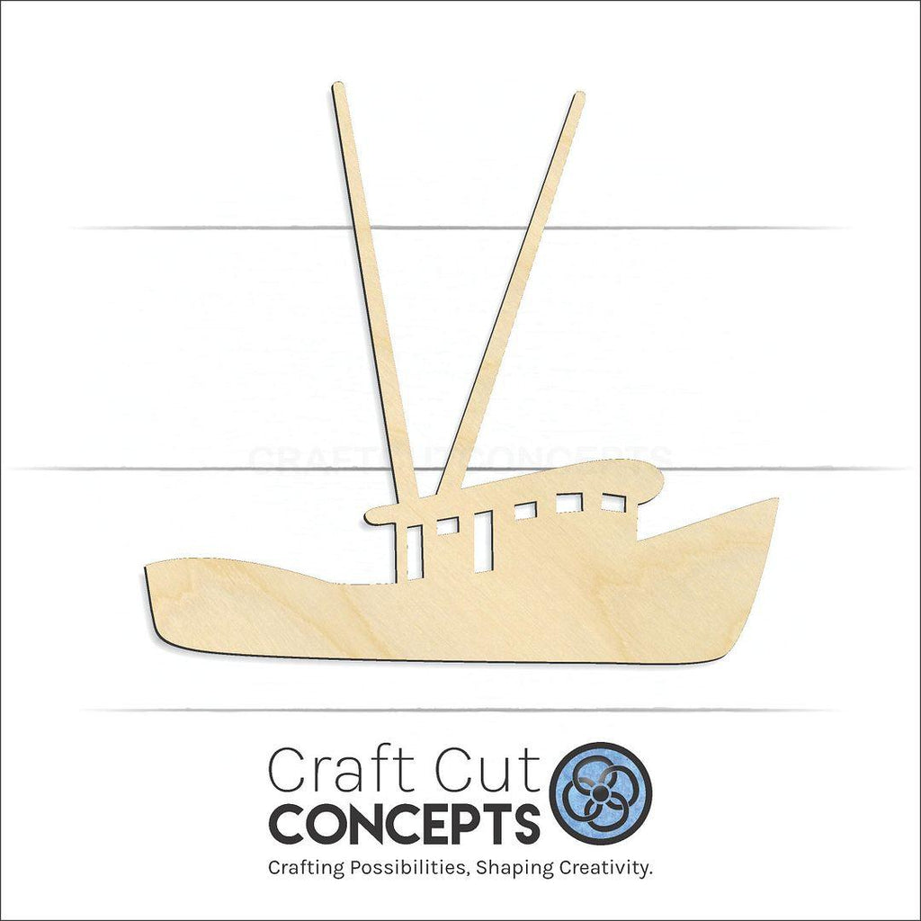 Craft Cut Concepts Logo under a wood Shrimp Boat craft shape and blank