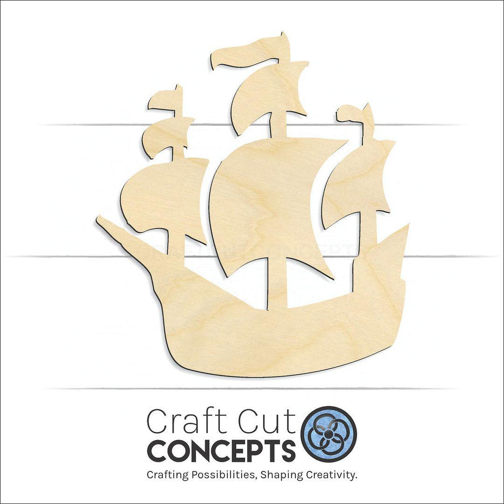 Craft Cut Concepts Logo under a wood Ship craft shape and blank