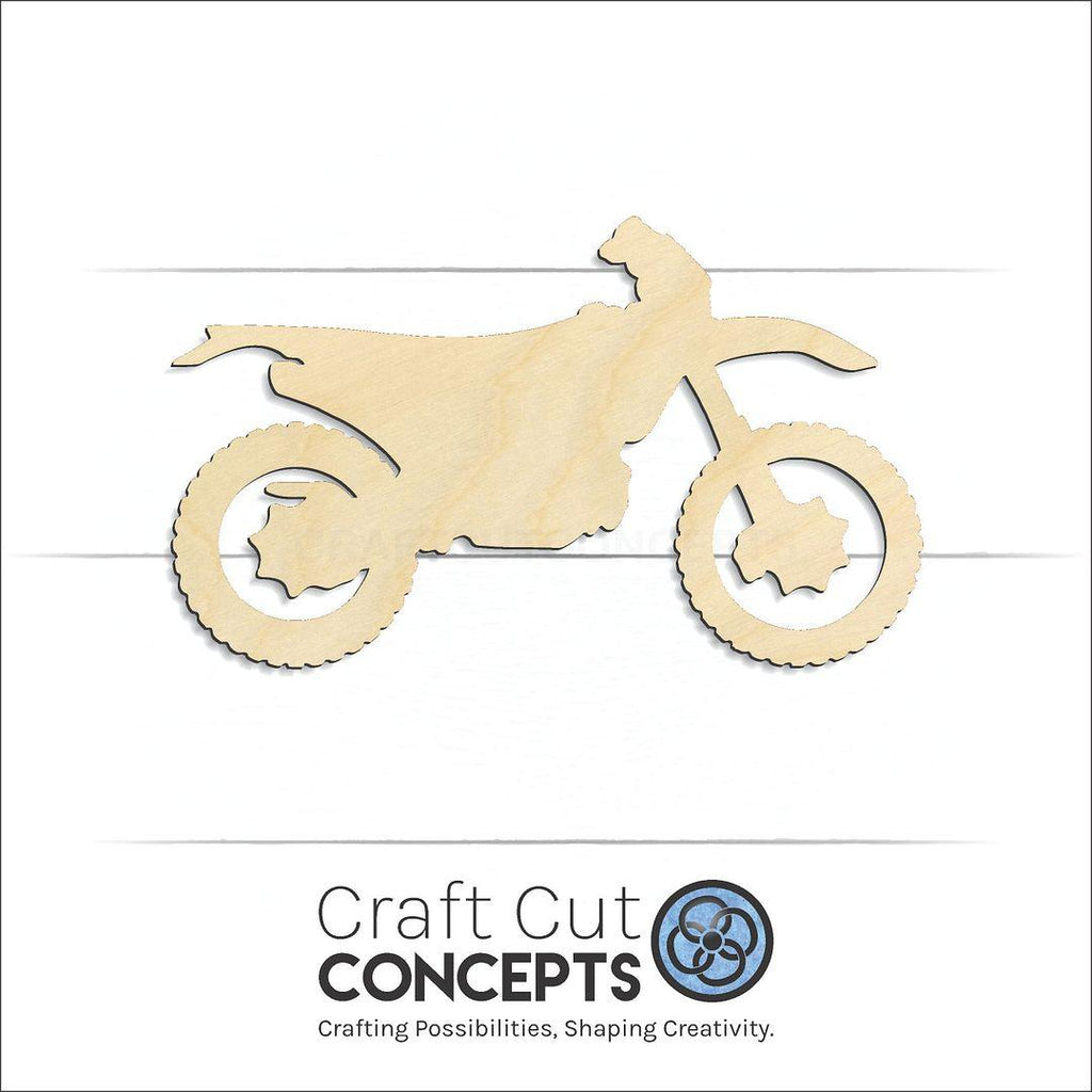 Craft Cut Concepts Logo under a wood Dirt Bike craft shape and blank