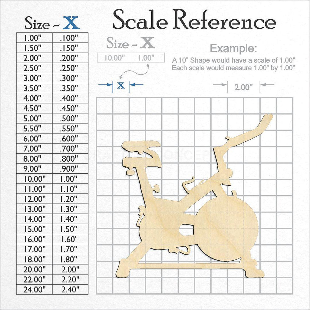 A scale and graph image showing a wood Exercise Bike craft blank