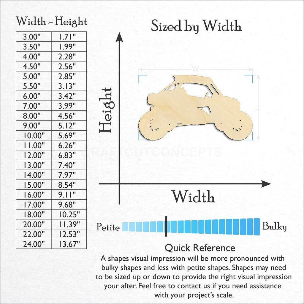 Sizes available for a laser cut Side by Side craft blank