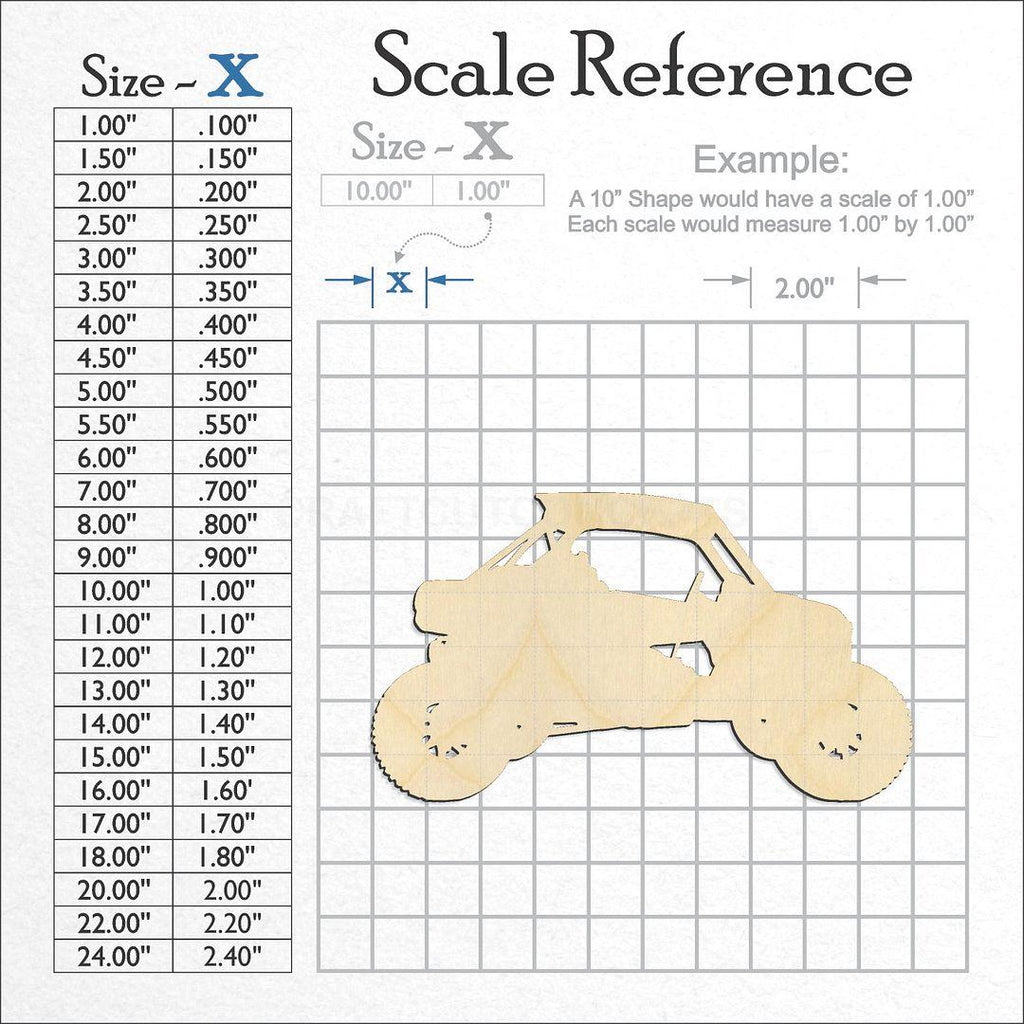 A scale and graph image showing a wood Side by Side craft blank