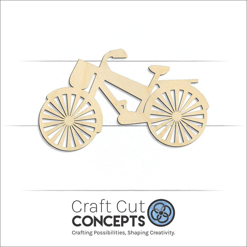 Craft Cut Concepts Logo under a wood Bike with Basket craft shape and blank