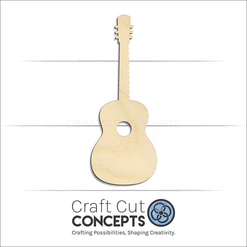 Craft Cut Concepts Logo under a wood Acustic Guitar craft shape and blank