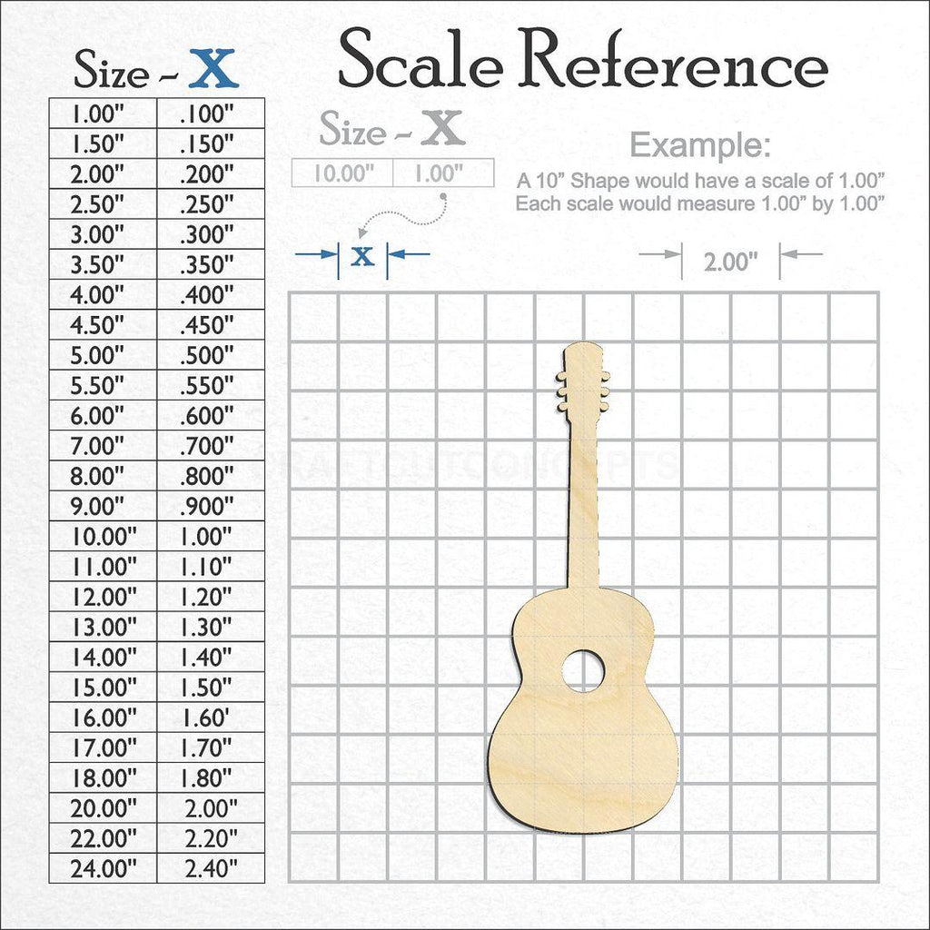 A scale and graph image showing a wood Acustic Guitar craft blank